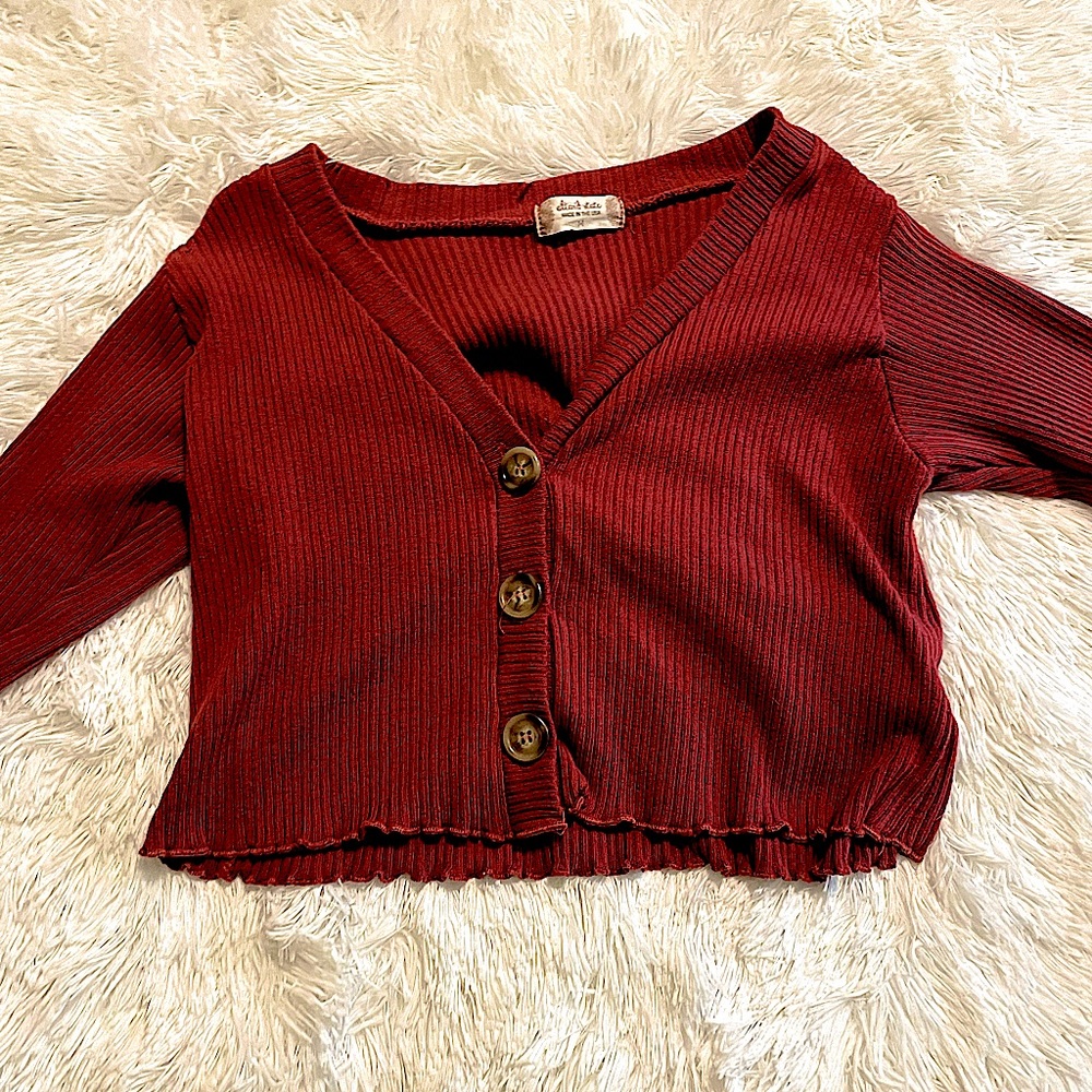 Orange Reddish long sleeve cropped shirt